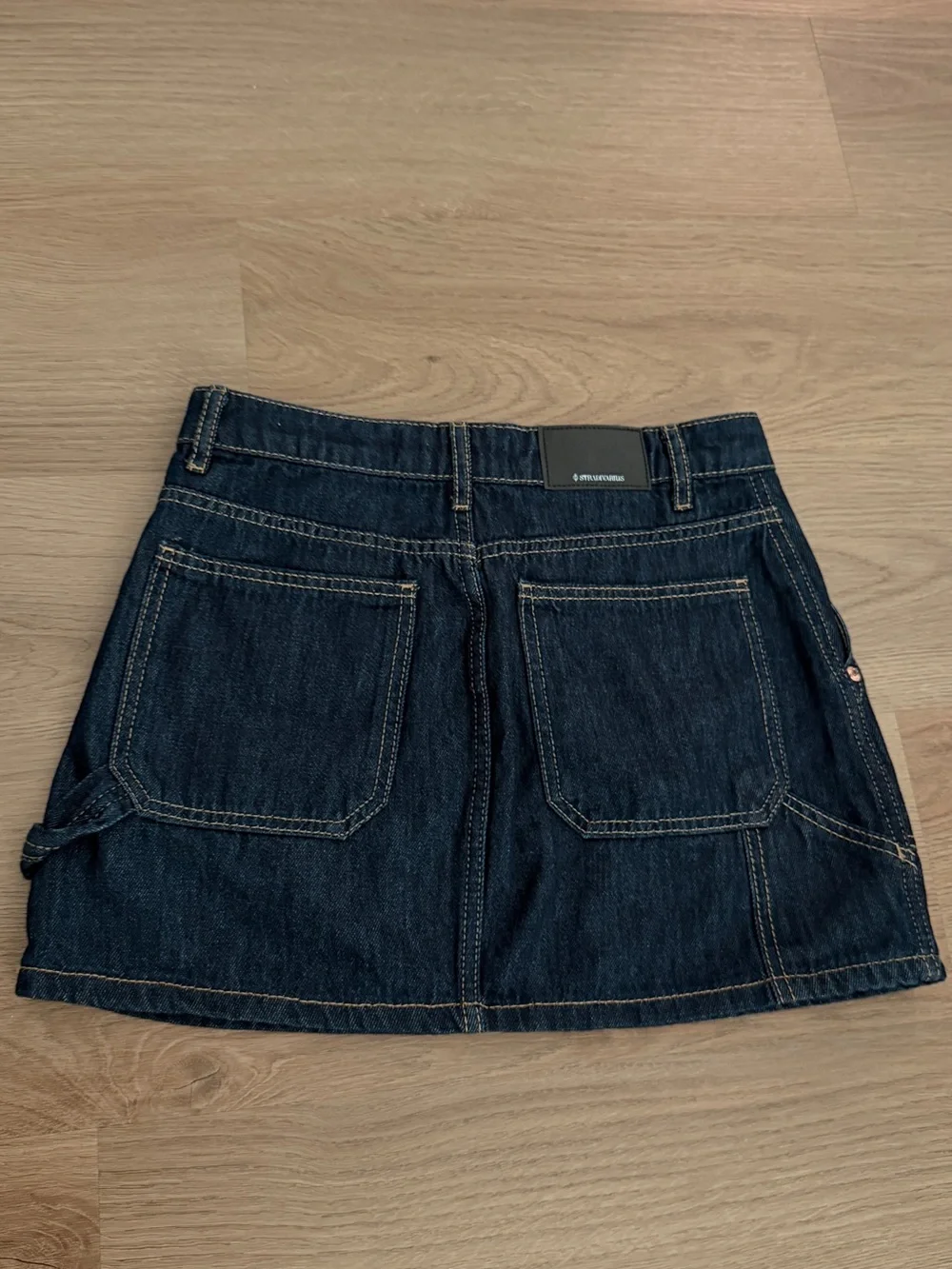 stradivarius Dark Blue Denim Mini Skirt